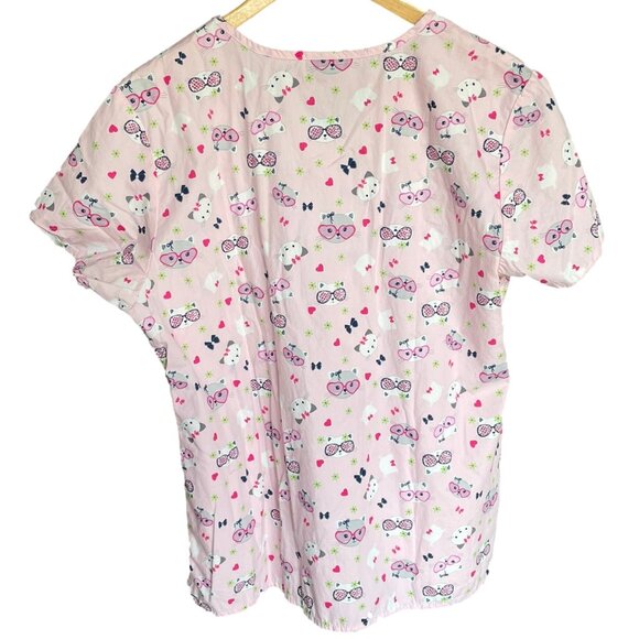 ZOE + CHLOE Bundle Two Tops Scrubs V Neck 100% Cotton Animals Cats Sea Horse , L - Picture 4 of 16